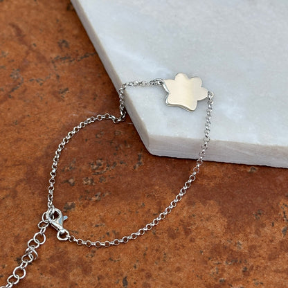 Sterling Silver Paw Print Charm Engrave-able Bracelet