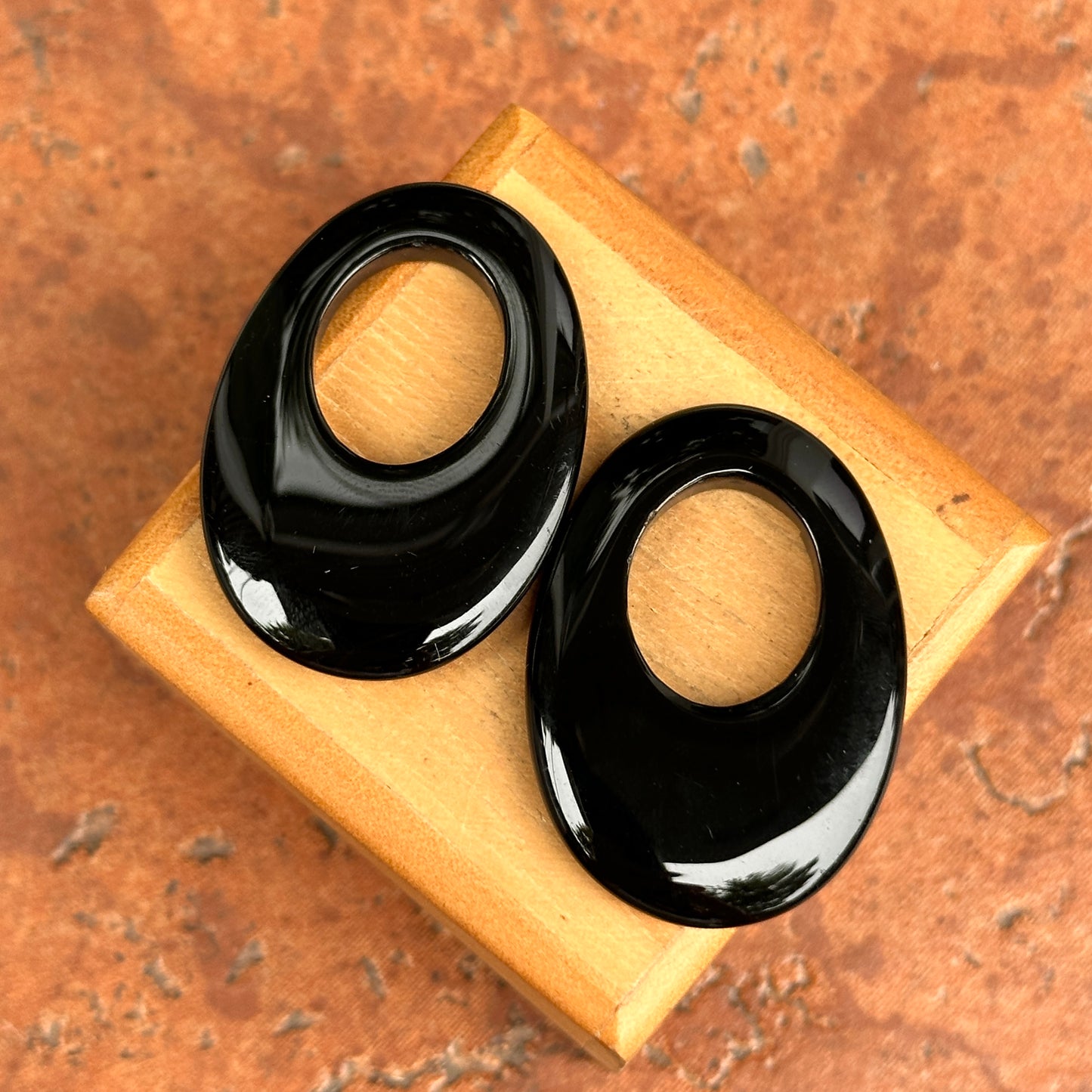 Estate Black Onyx Oval Door Knocker Earring Charms