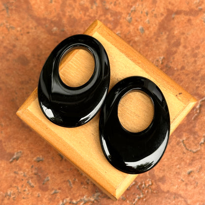 Estate Black Onyx Oval Door Knocker Earring Charms