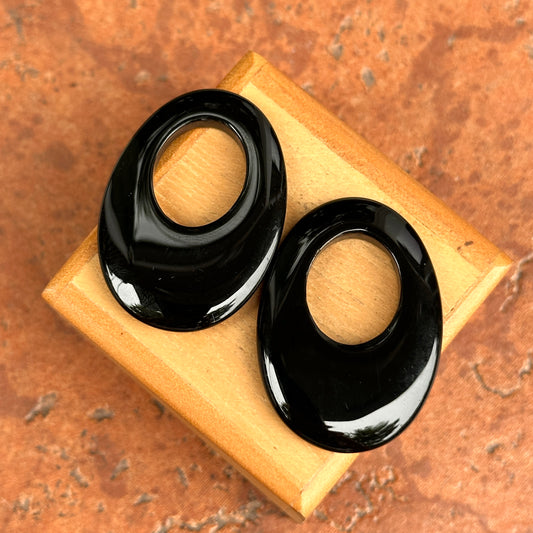 Estate Black Onyx Oval Door Knocker Earring Charms