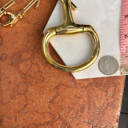 Yellow Gold Tone Large Horse Bit Alternating Paperclip Oval Chain Necklace 17''