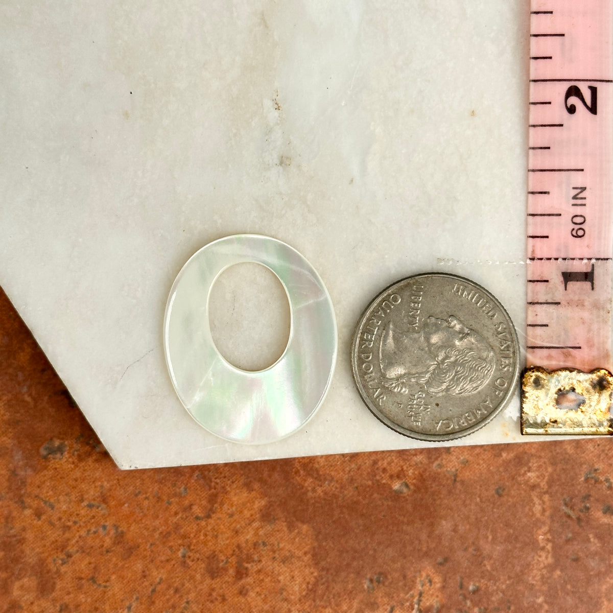 Estate Mother of Pearl Oval Door Knocker Earring Charms 30mm