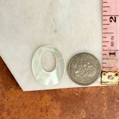 Estate Mother of Pearl Oval Door Knocker Earring Charms 30mm