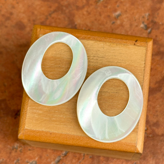 Estate Mother of Pearl Oval Door Knocker Earring Charms 30mm