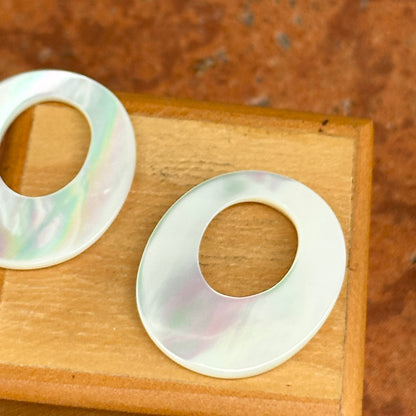 Estate Mother of Pearl Oval Door Knocker Earring Charms 30mm