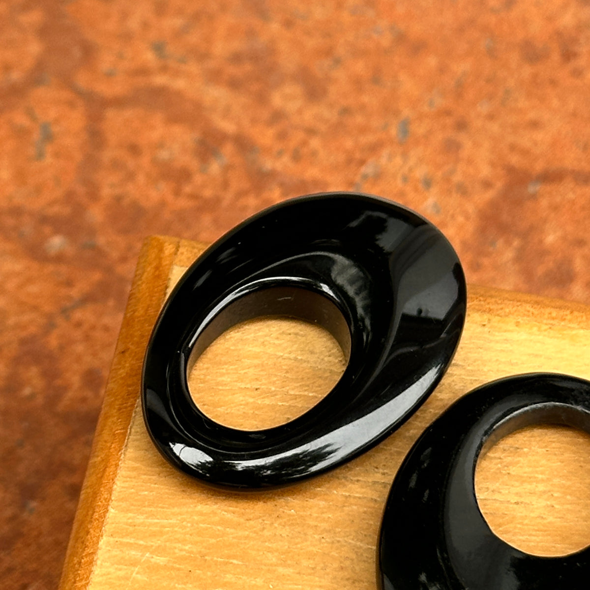 Estate Black Onyx Oval Defective Door Knocker Earring Charms