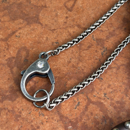 Silver Studded Large Horse Bit + Wheat Chain Necklace 18''