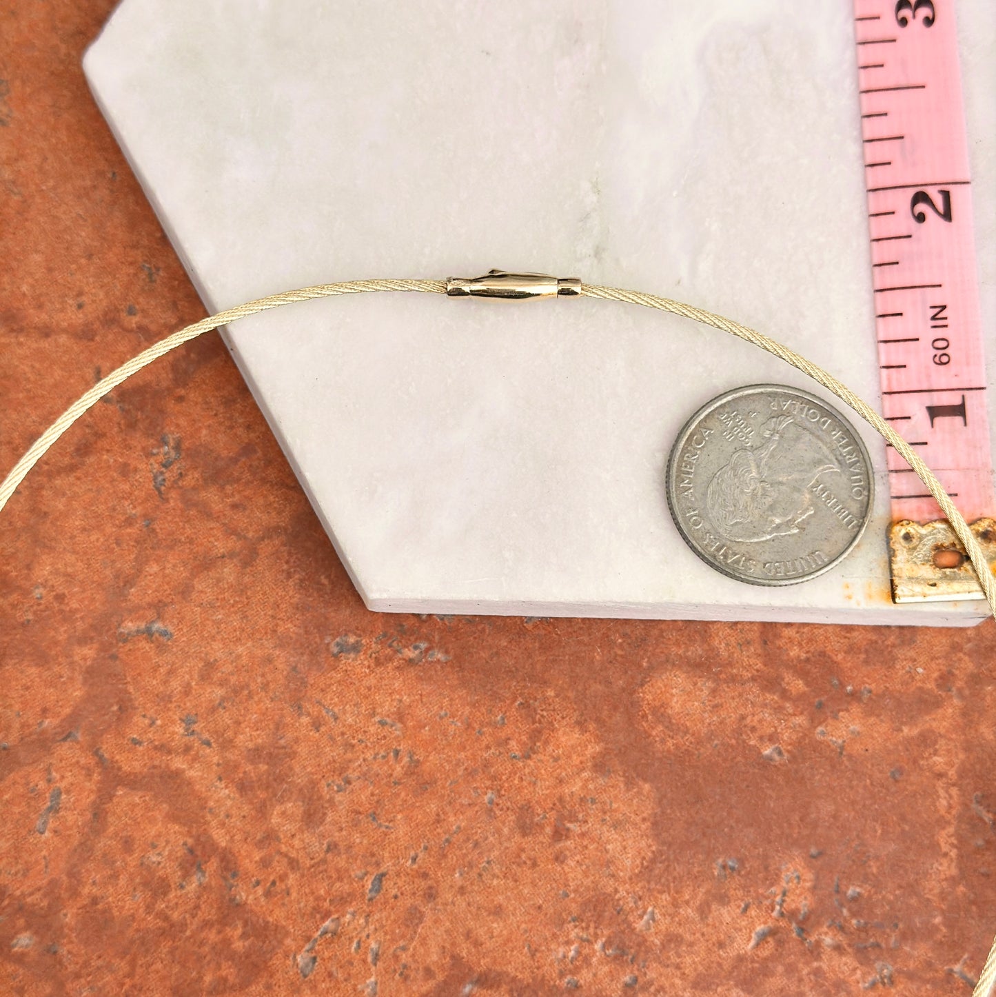 14KT Yellow Gold 1.5mm Cable Wire Round Collar Necklace - LSJ