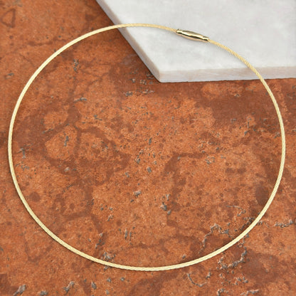14KT Yellow Gold 1.5mm Solid Cable Twist Collar Necklace