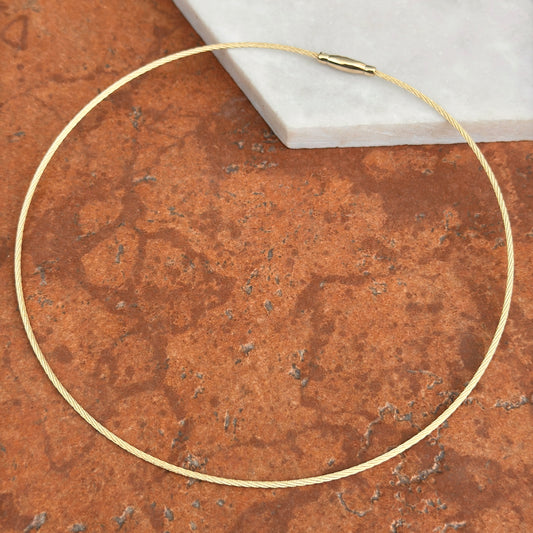 14KT Yellow Gold 1.5mm Solid Cable Twist Collar Necklace