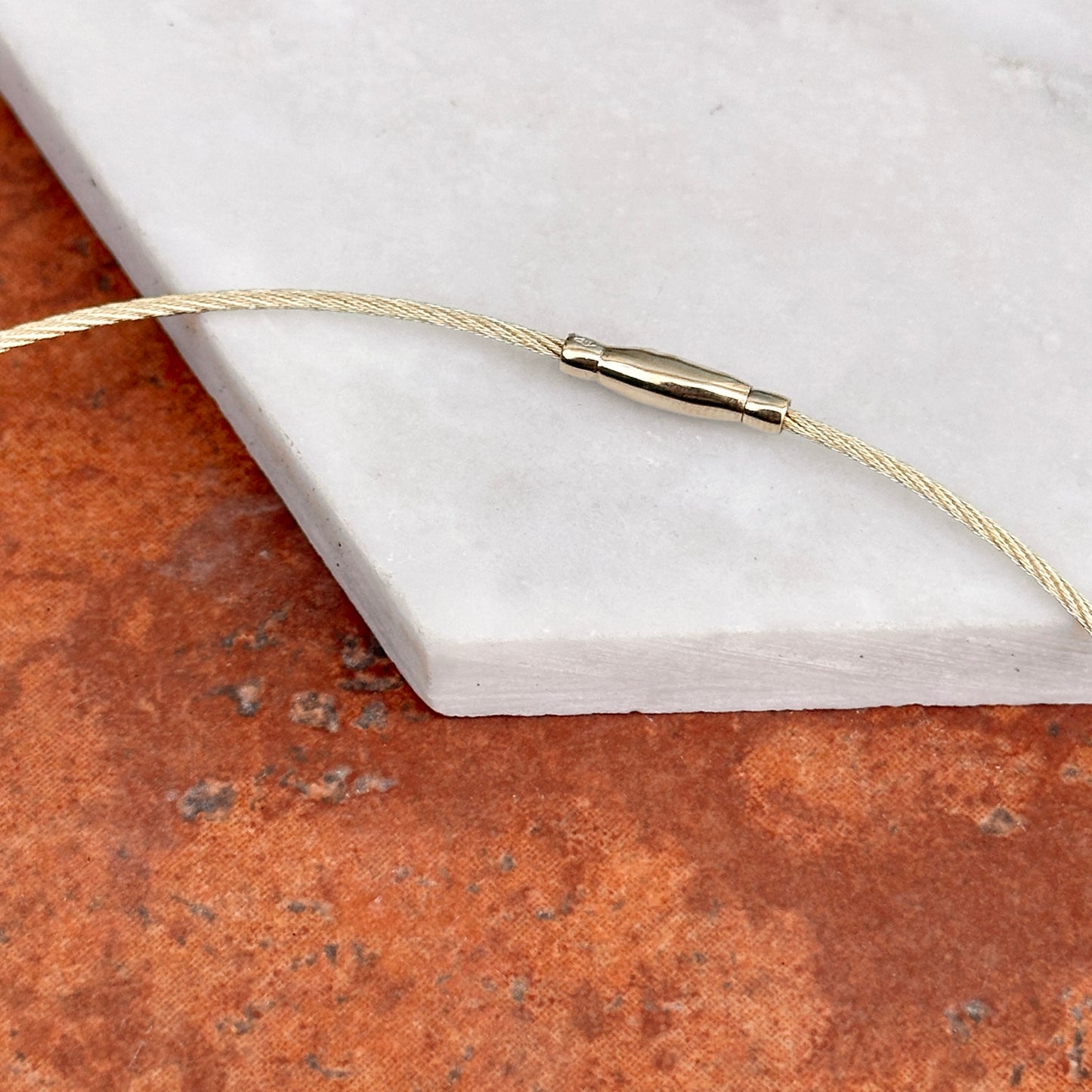 14KT Yellow Gold 1.5mm Cable Wire Round Collar Necklace - LSJ