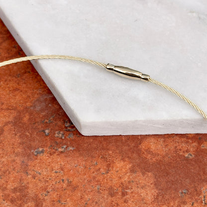 14KT Yellow Gold 1.5mm Cable Wire Round Collar Necklace - LSJ
