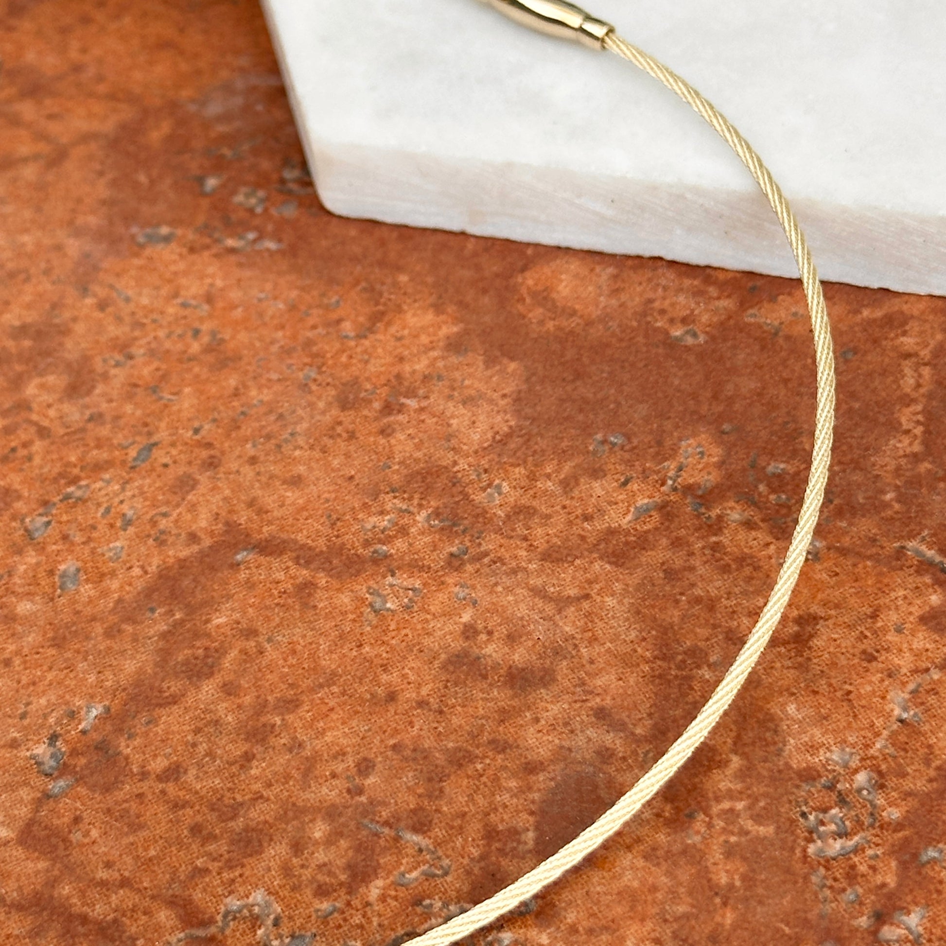 14KT Yellow Gold 1.5mm Cable Wire Round Collar Necklace - LSJ