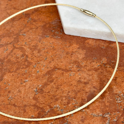 14KT Yellow Gold 1.5mm Cable Wire Round Collar Necklace - LSJ