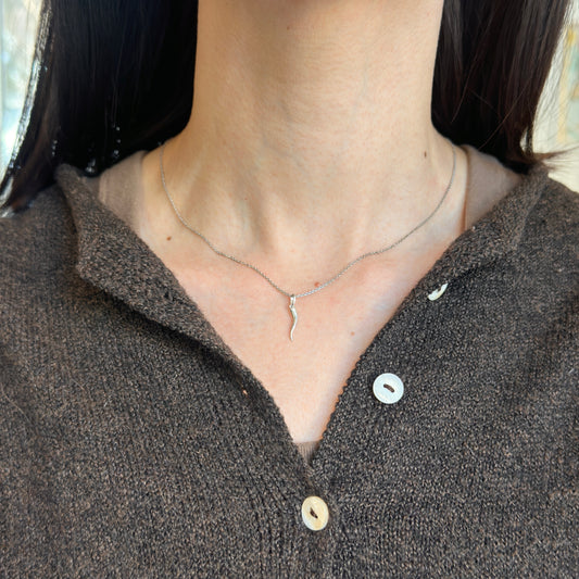 Sterling Silver Small "Cornicello" Horn Pendant