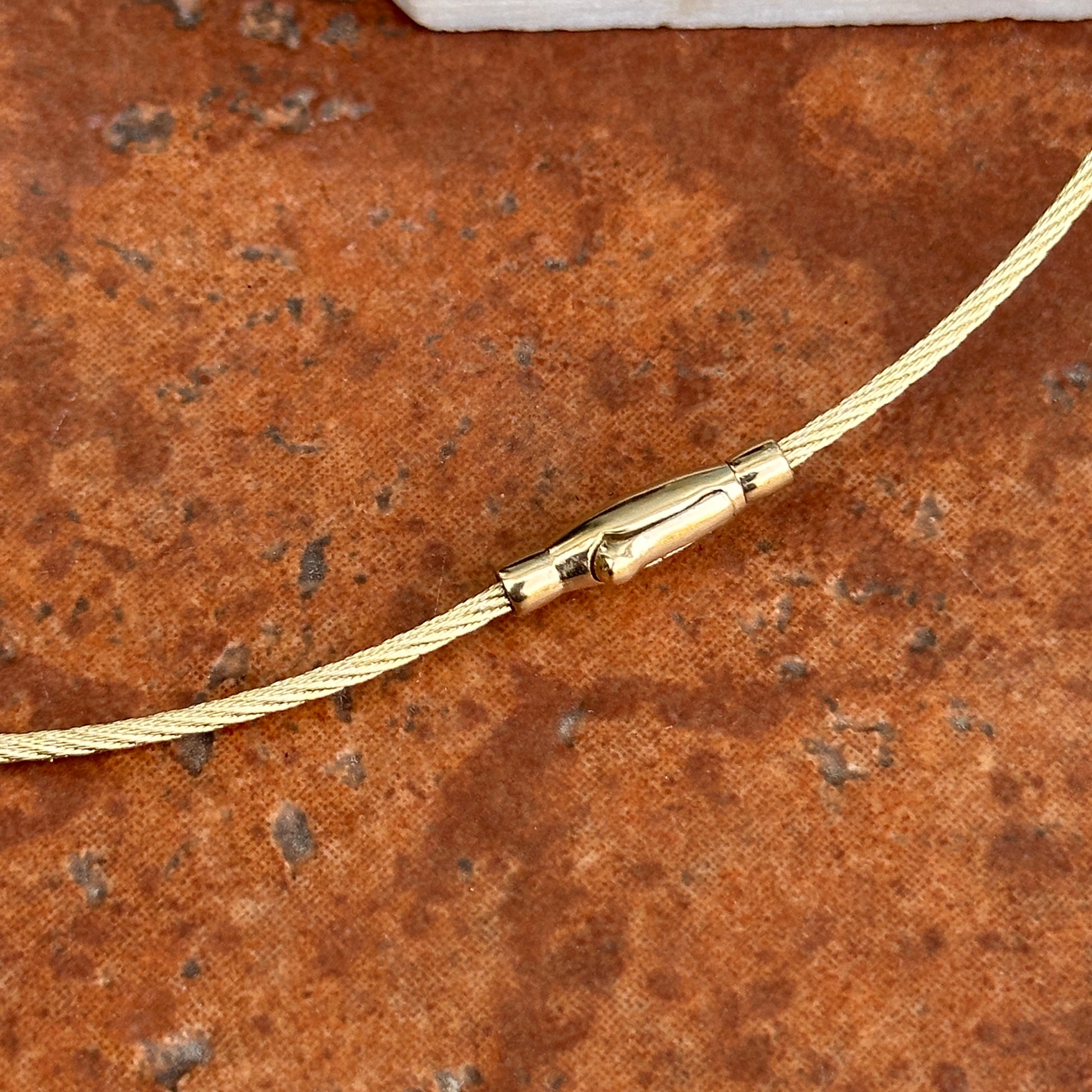 14KT Yellow Gold 1.5mm Cable Wire Round Collar Necklace - LSJ