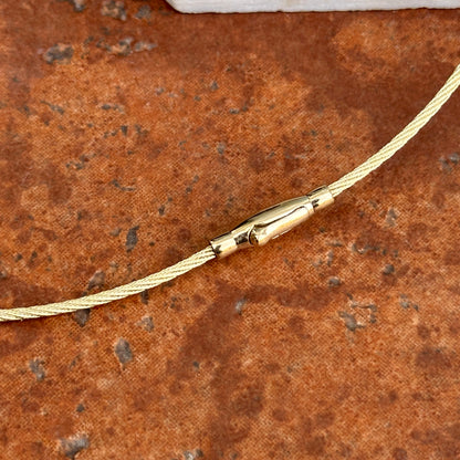 14KT Yellow Gold 1.5mm Cable Wire Round Collar Necklace - LSJ