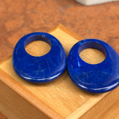 Estate Royal Blue Howlite Oval Door Knocker Earring Charms