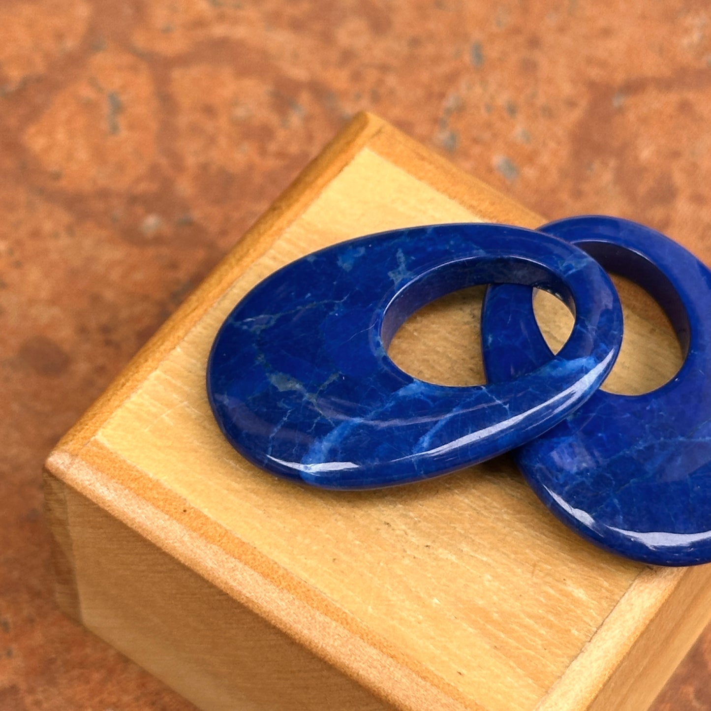 Estate Royal Blue Howlite Oval Door Knocker Earring Charms