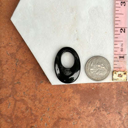 Estate Black Onyx Oval Door Knocker Earring Charms Defect