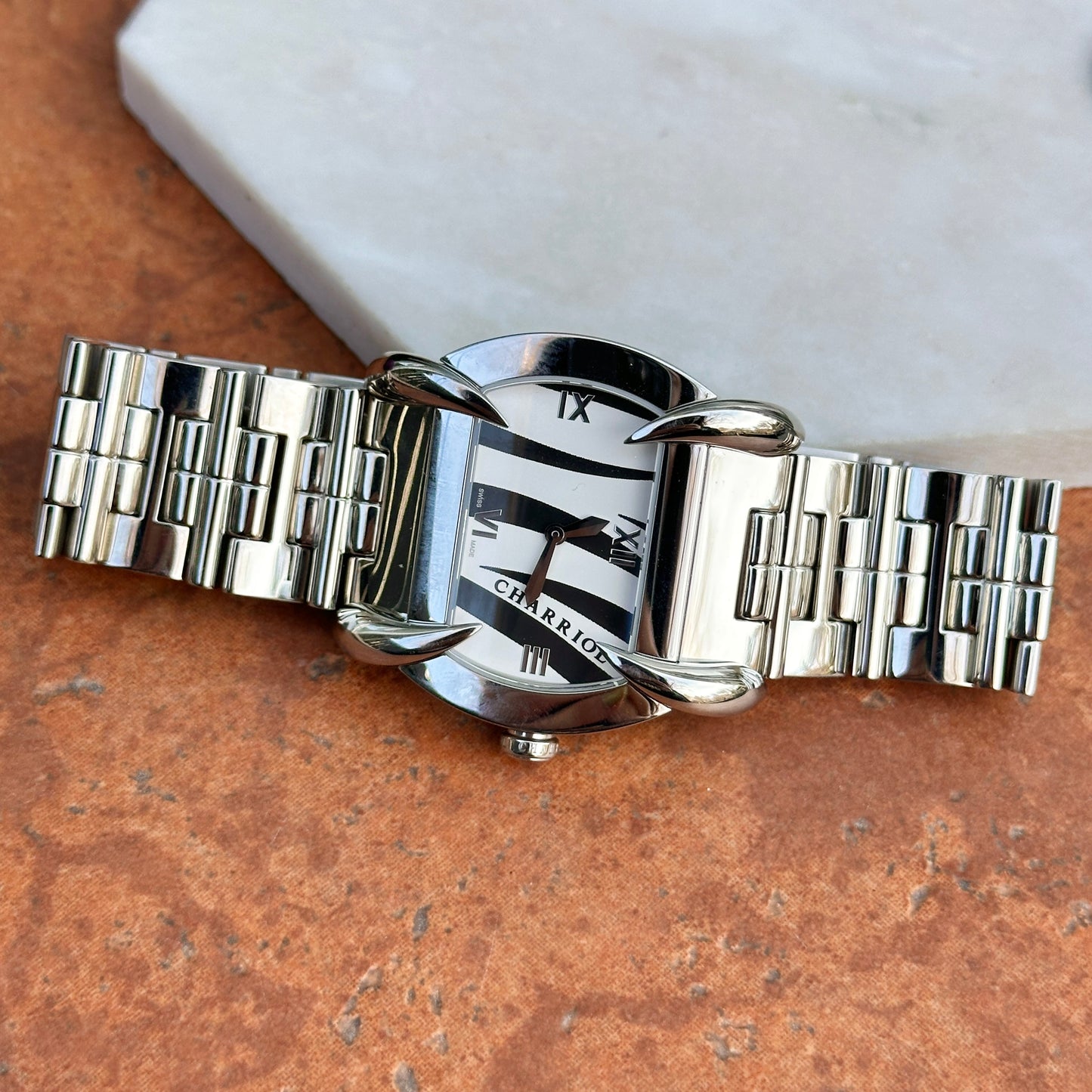 Phillipe Charriol Stainless Steel Kucha Watch Zebra Animal Print Dial