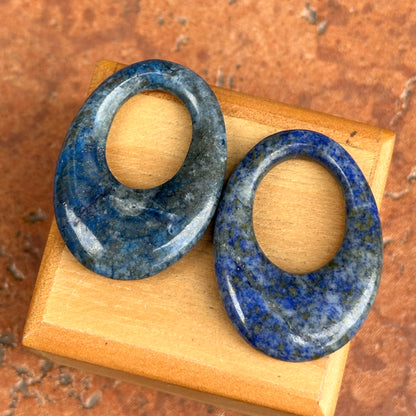 Estate Oval Blue Lapis Door Knocker Earring Charms