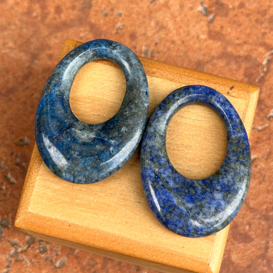 Estate Oval Blue Lapis Door Knocker Earring Charms