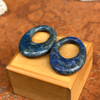 Estate Oval Blue Lapis Door Knocker Earring Charms