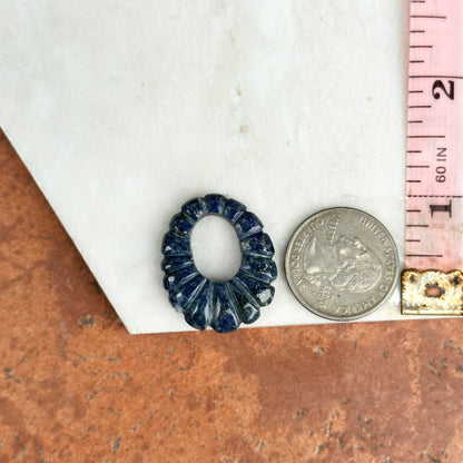 Estate Lapis Fluted Oval Door Knocker Earring Charms