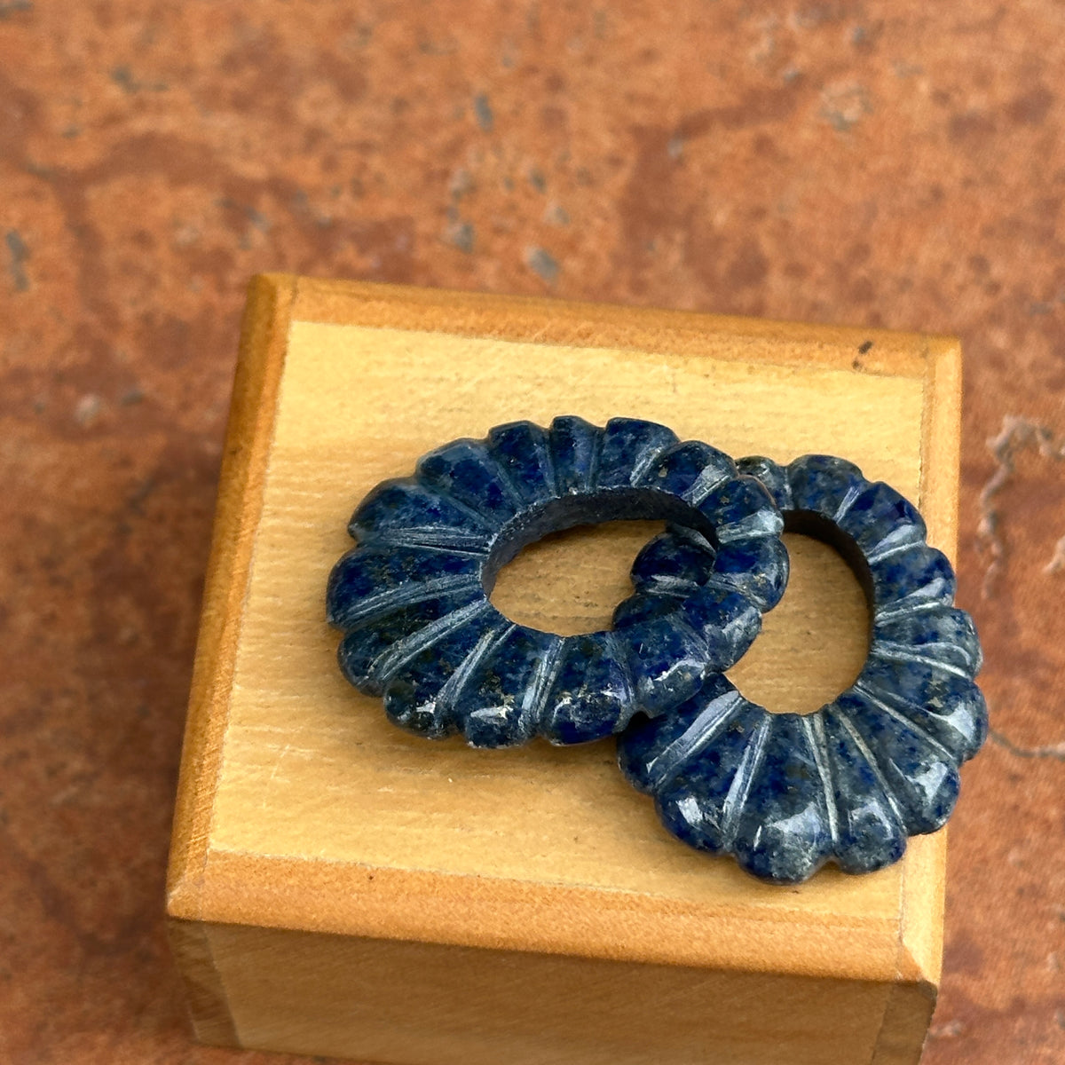 Estate Lapis Fluted Oval Door Knocker Earring Charms