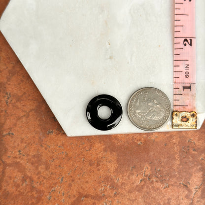 Estate Black Onyx Round Door Knocker Earring Charms 20mm