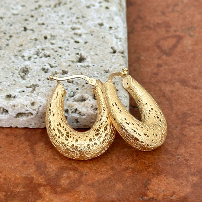 Estate 14KT Yellow Gold Filigree Hoop Earrings