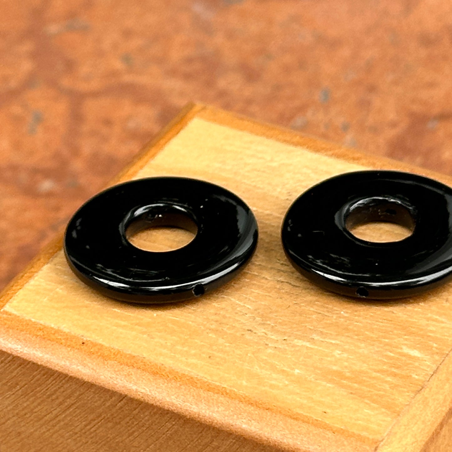Estate Black Onyx Round Door Knocker Earring Charms 20mm
