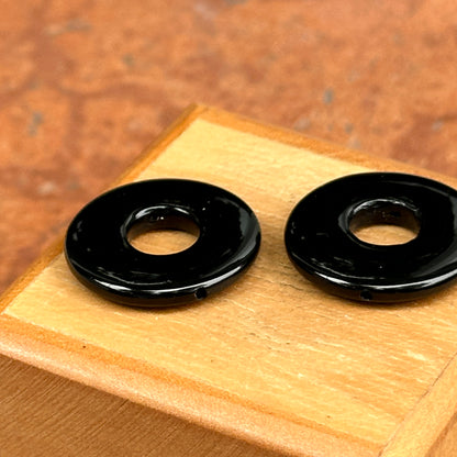 Estate Black Onyx Round Door Knocker Earring Charms 20mm