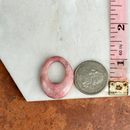Estate Pink + Gray Rhodonite Oval Door Knocker Earring Charms