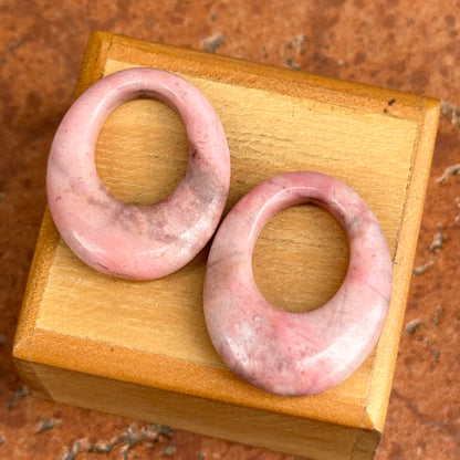 Estate Pink + Gray Rhodonite Oval Door Knocker Earring Charms