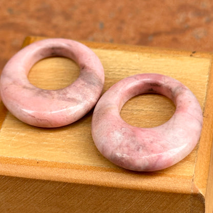 Estate Pink + Gray Rhodonite Oval Door Knocker Earring Charms