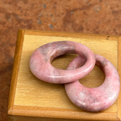 Estate Pink + Gray Rhodonite Oval Door Knocker Earring Charms