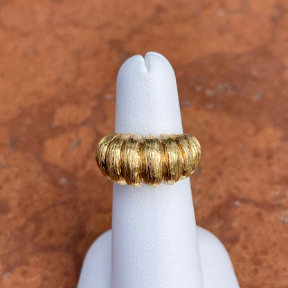 Estate 14KT Yellow Gold Matte Mid-Century Ribbed Dome Ring