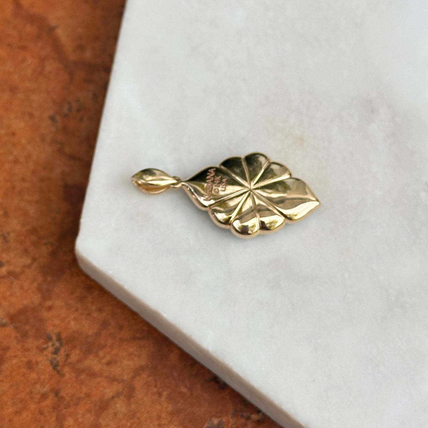 14KT Yellow Gold Kabana Unique Shape Kingman Spiderweb Turquoise Pendant 052