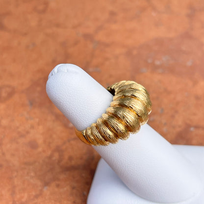 Estate 14KT Yellow Gold Matte Mid-Century Ribbed Dome Ring