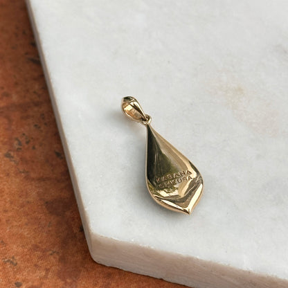 14KT Yellow Gold Kabana Tear Drop Turquoise and Round Diamond Pendant - LSJ