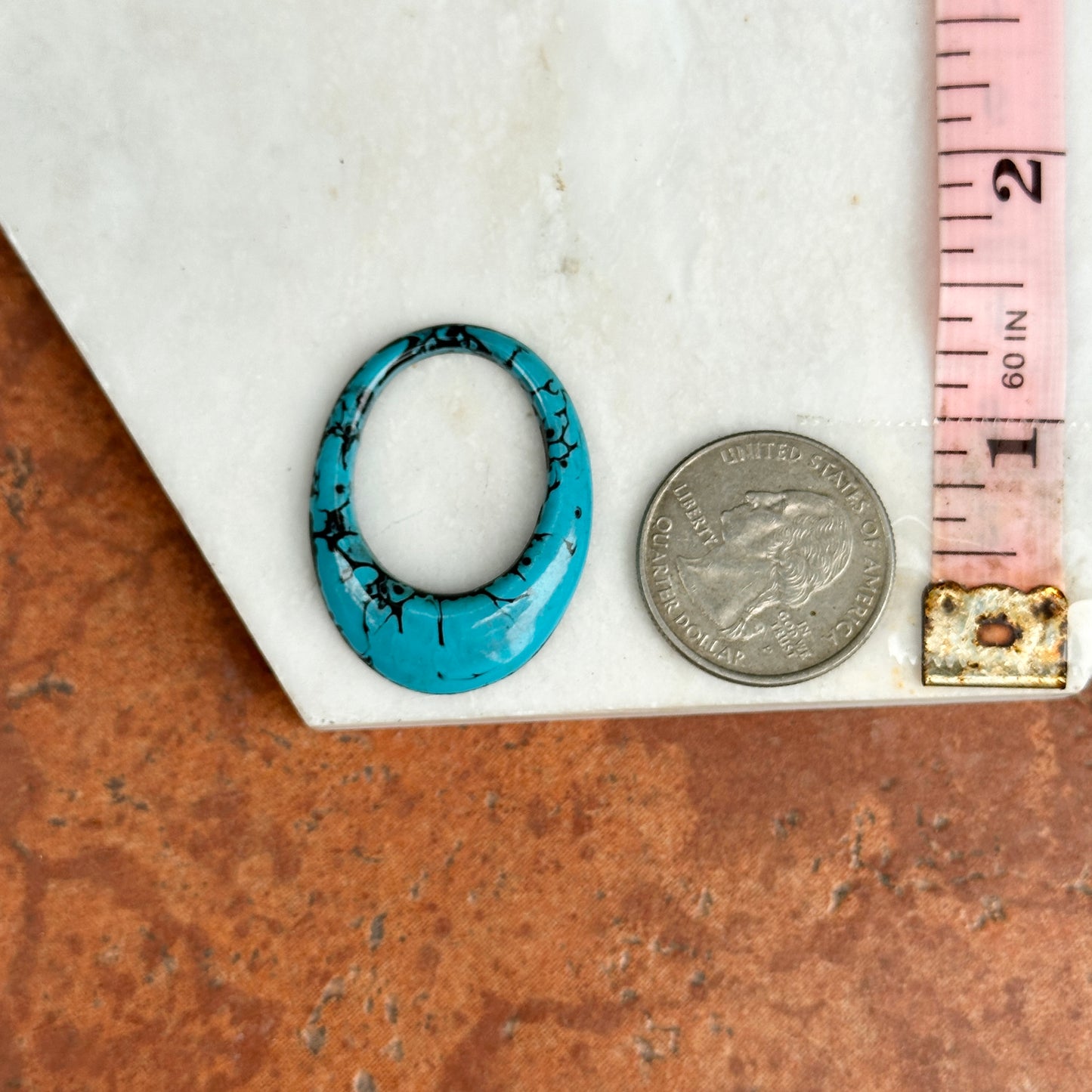 Estate Faux Turquoise Oval Door Knocker Earrings Charms