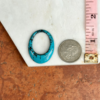 Estate Faux Turquoise Oval Door Knocker Earrings Charms