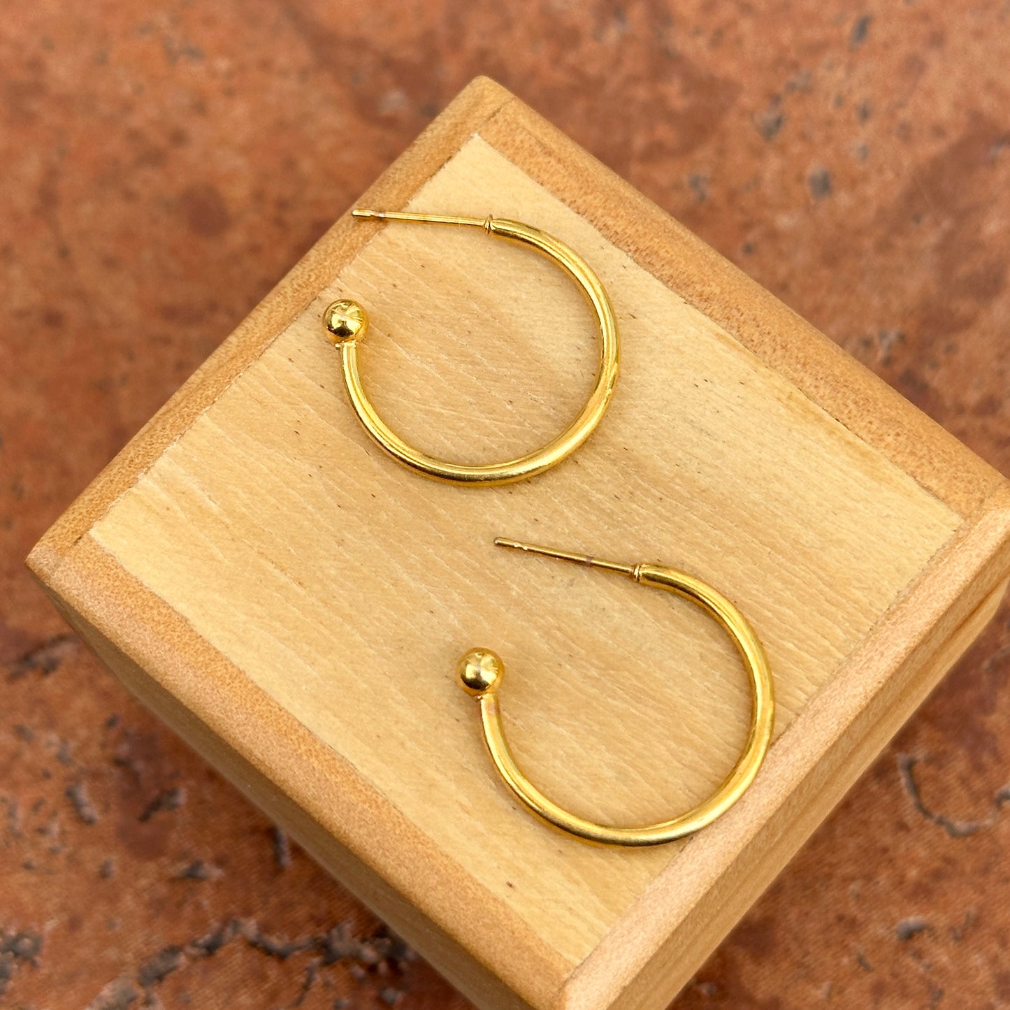 Estate 14KT Yellow Gold Small Tube Hoop Earrings