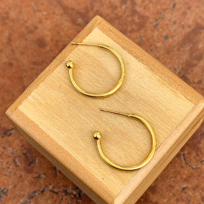 Estate 14KT Yellow Gold Small Tube Hoop Earrings