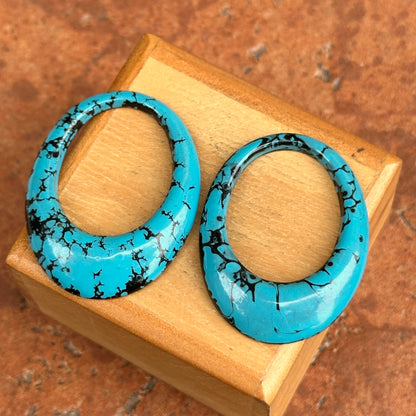 Estate Faux Turquoise Oval Door Knocker Earrings Charms