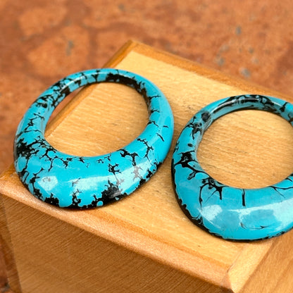 Estate Faux Turquoise Oval Door Knocker Earrings Charms