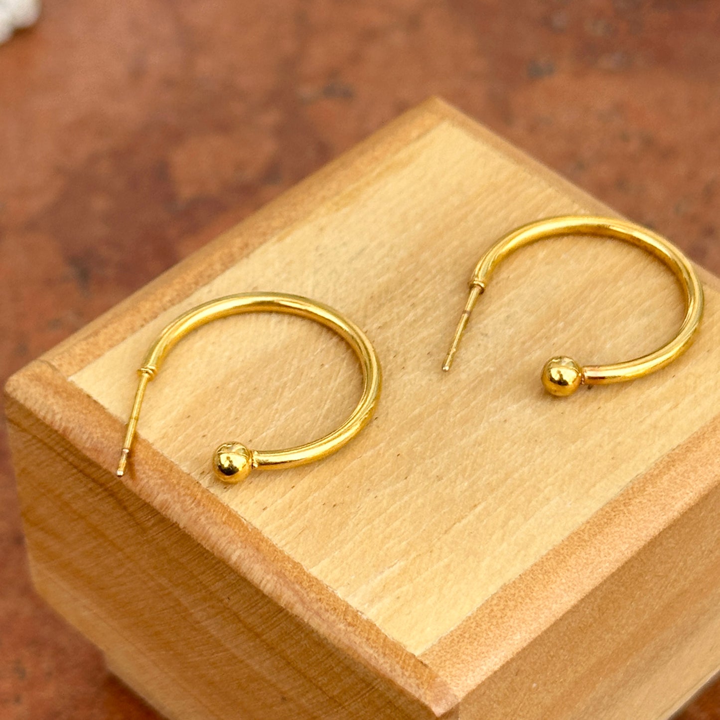 Estate 14KT Yellow Gold Small Tube Hoop Earrings