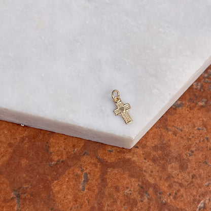 14KT Yellow Gold Mini Heart Cross Pendant Charm